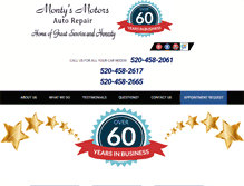 Tablet Screenshot of montysmotors.com